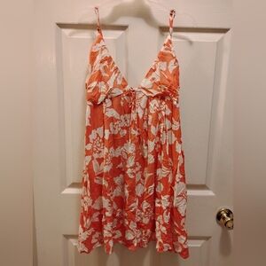 O'Neill Orange and White Floral Beach Coverup